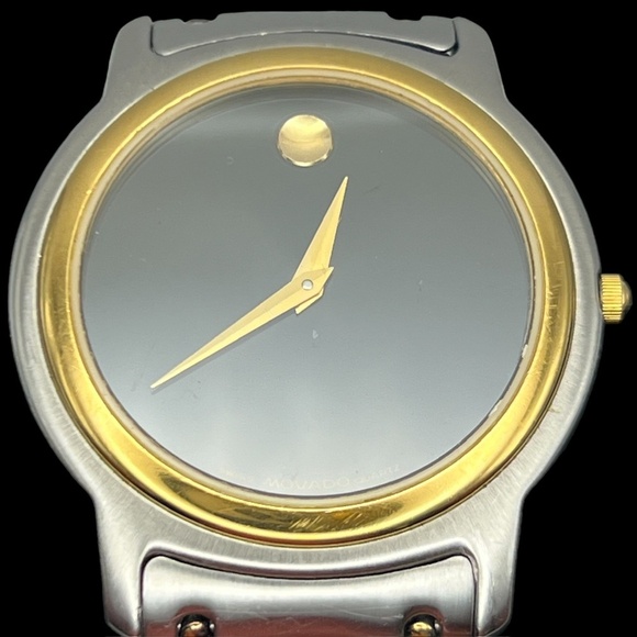 Movado Swiss Black and Silver Mens Watch Working - Picture 8 of 11